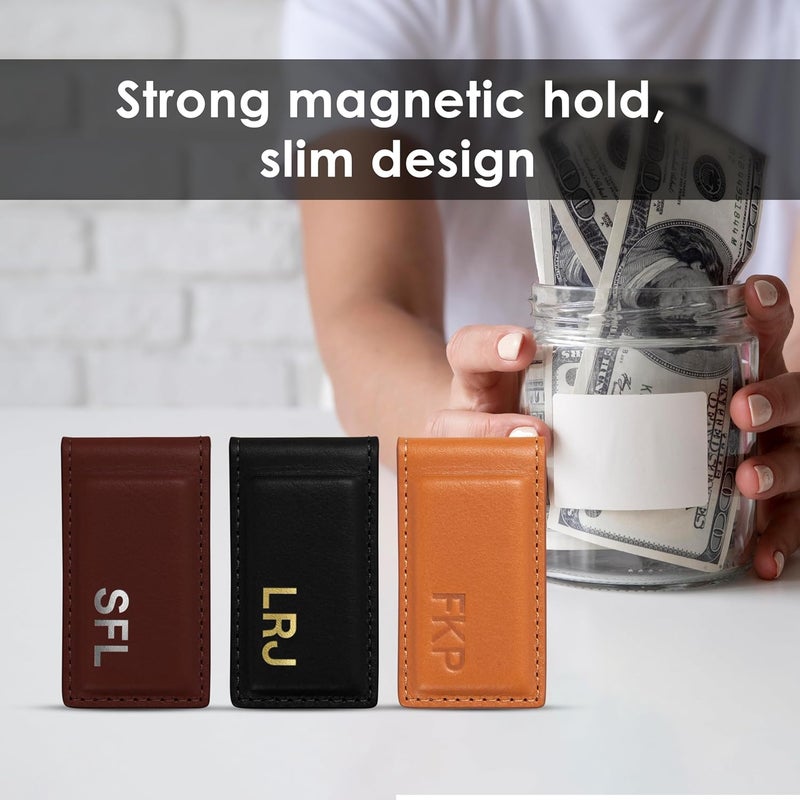 NORTHWIND Personalized Magnetic Leather Money Clip – Full Grain Leather Slim Wallet – Handmade in USA – Minimalist Cash Holder - Image 3